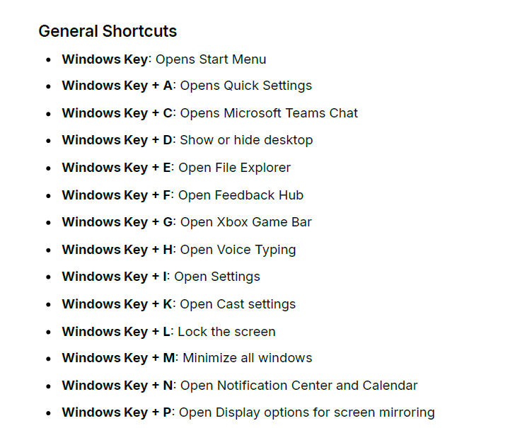Useful Windows 11 shortcuts
